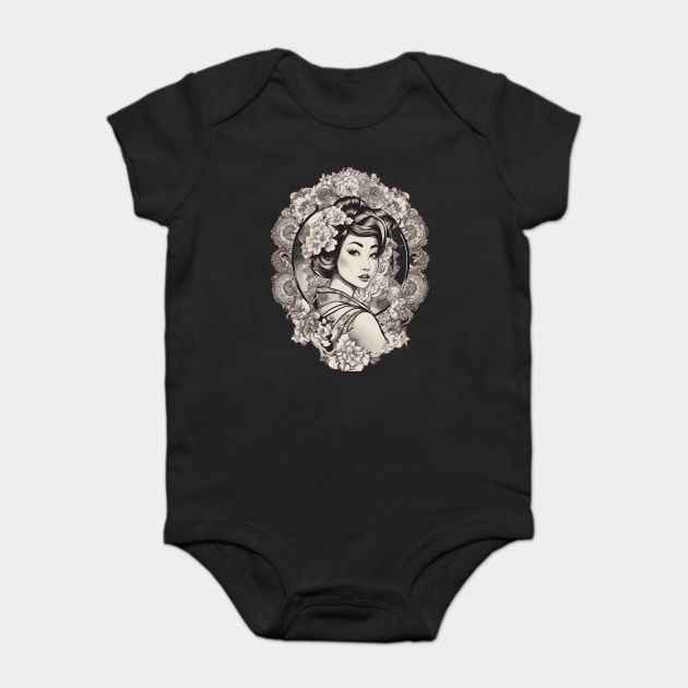 Allure and Charm of Asian Goddess Baby Bodysuit by animegirlnft